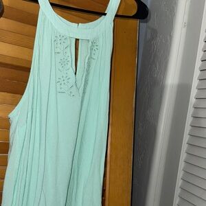 Torrid Mint Green Sleeveless Top with Floral Cutouts